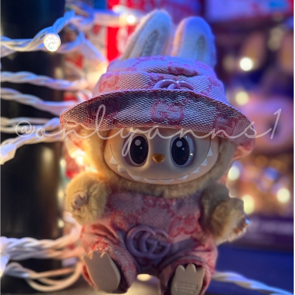 Labubu Clothes - Pink Gucci Overall with Hat
